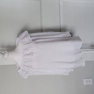 Versona By Design NWT Large White Linen Shirt with Lace Trim